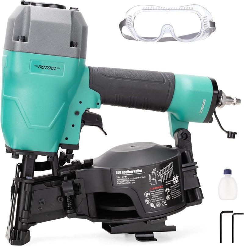 Dotool Store Roofing Nailer CN45C 15 Degree 3/4-Inch to 1-3/4-Inch Roofing Nail Gun Pneumatic Coil Nailer 120 pcs Load Capacity - Image 1